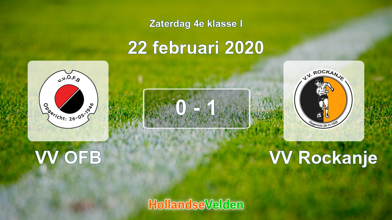Gespeelde wedstrijd: VV OFB - VV Rockanje 0 - 1 (22 februari 2020)