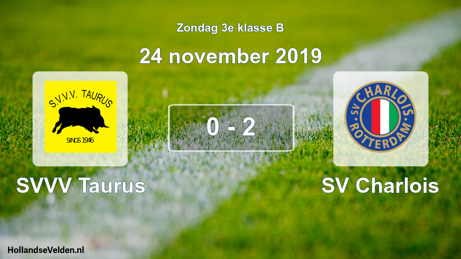 Gespeelde wedstrijd: SVVV Taurus - SV Charlois 0 - 2 (24 november 2019)
