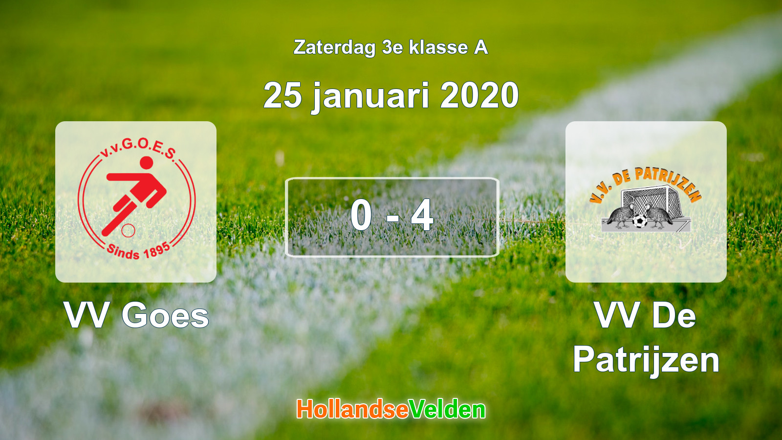 Gespeelde wedstrijd: VV Goes - VV De Patrijzen 0 - 4 (25 januari 2020)