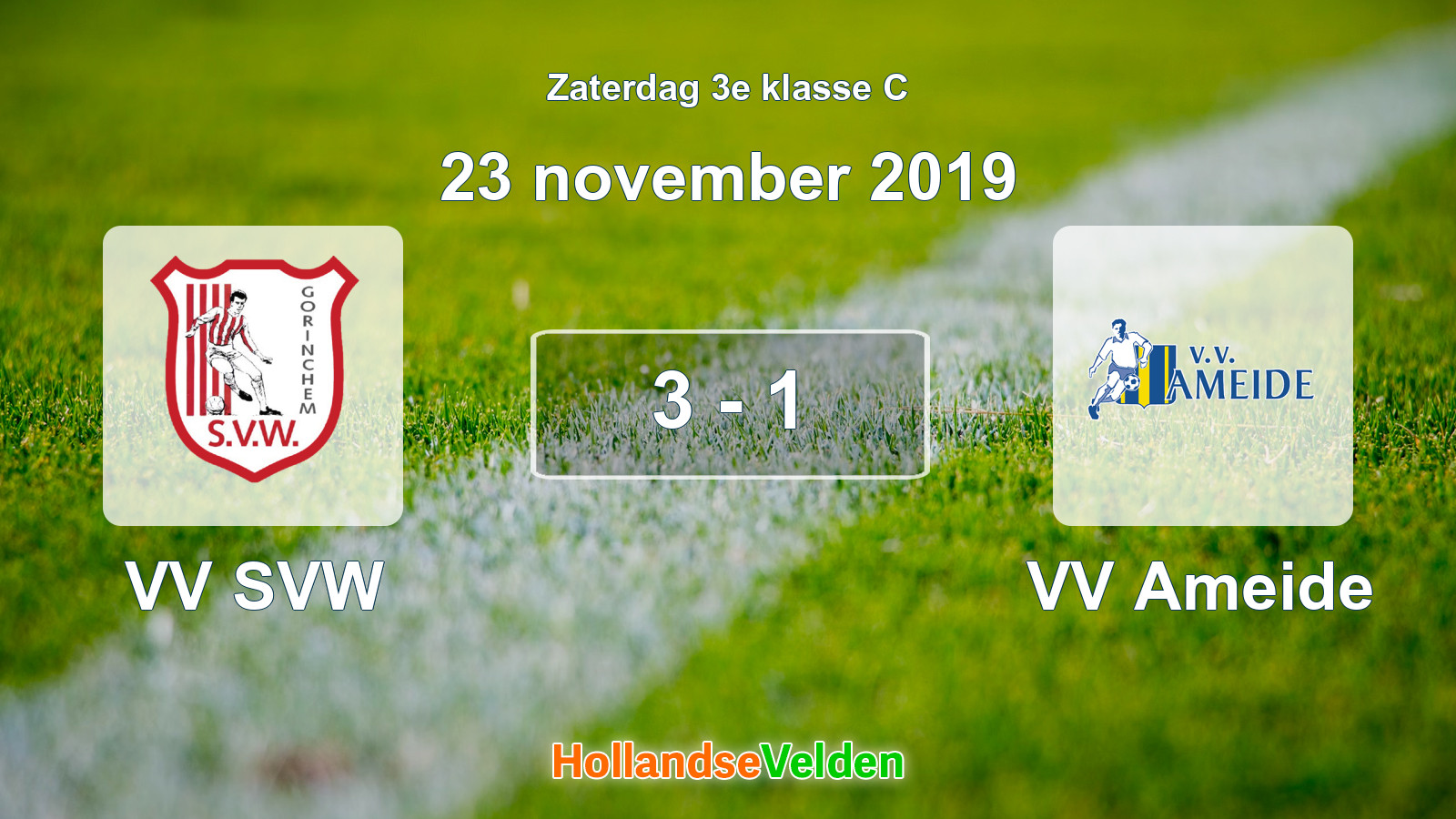 Gespeelde wedstrijd: VV SVW - VV Ameide 3 - 1 (23 november 2019)