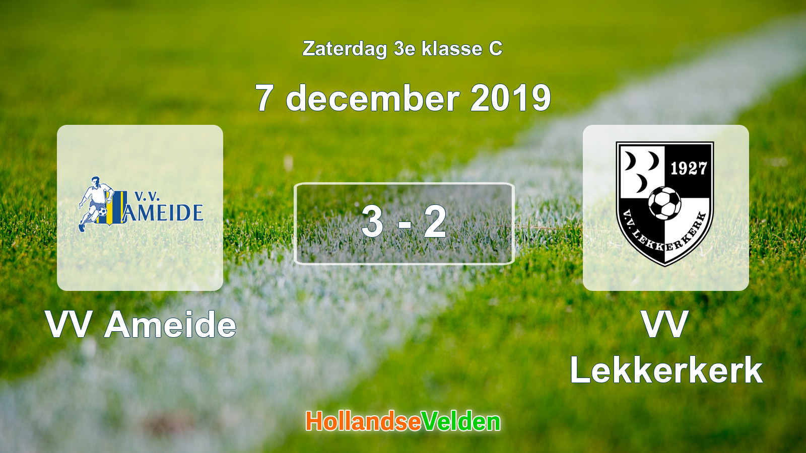 Gespeelde wedstrijd: VV Ameide - VV Lekkerkerk 3 - 2 (7 december 2019)