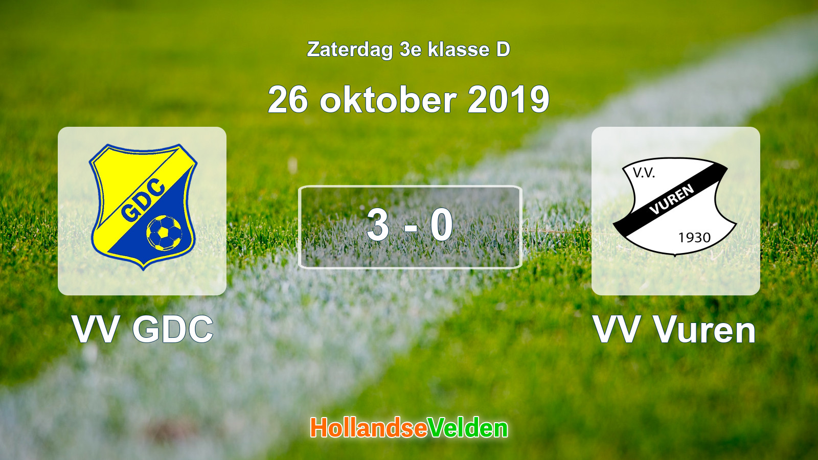 Gespeelde wedstrijd: VV GDC - VV Vuren 3 - 0 (26 oktober 2019)
