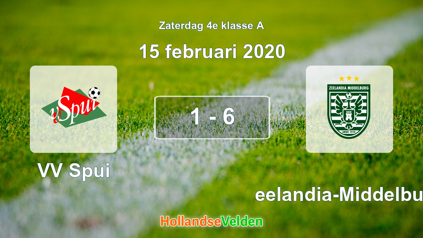 Gespeelde wedstrijd: VV Spui - Zeelandia-Middelburg 1 - 6 (15 februari 2020)