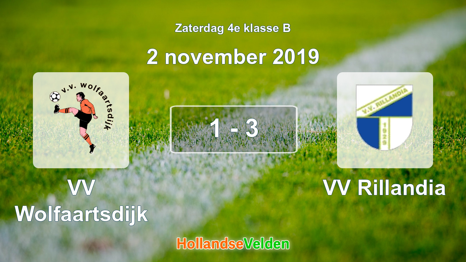 Gespeelde wedstrijd: VV Wolfaartsdijk - VV Rillandia 1 - 3 (2 november 2019)
