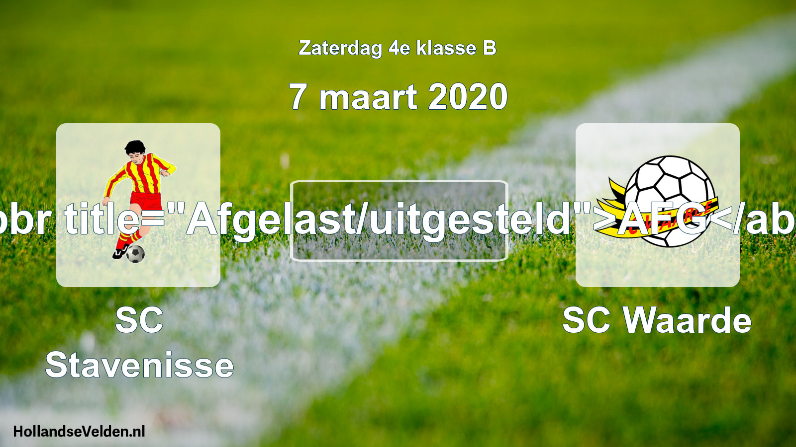 Geplande wedstrijd: SC Stavenisse - SC Waarde (7 maart 2020)