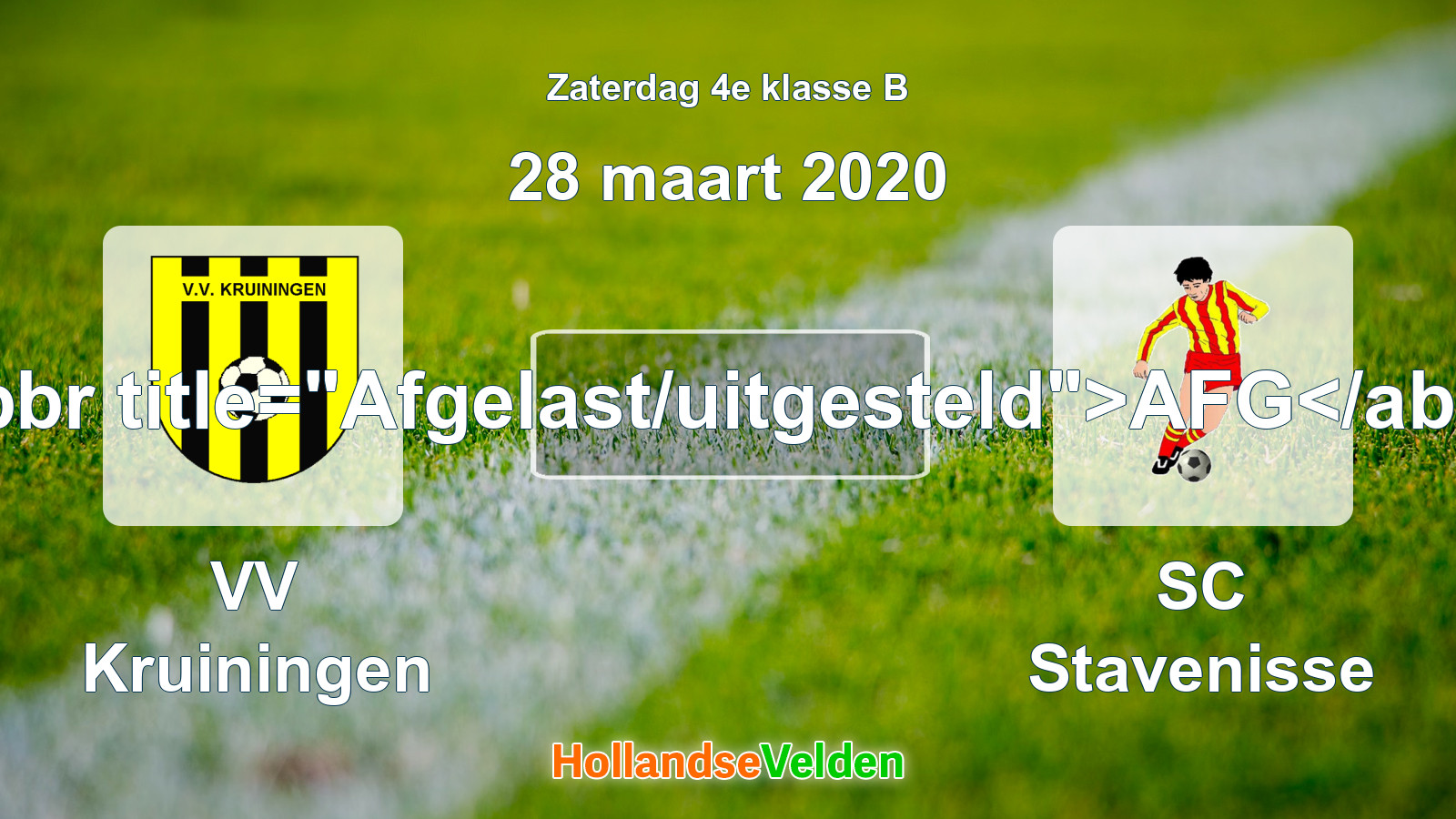 Geplande wedstrijd: VV Kruiningen - SC Stavenisse (28 maart 2020)
