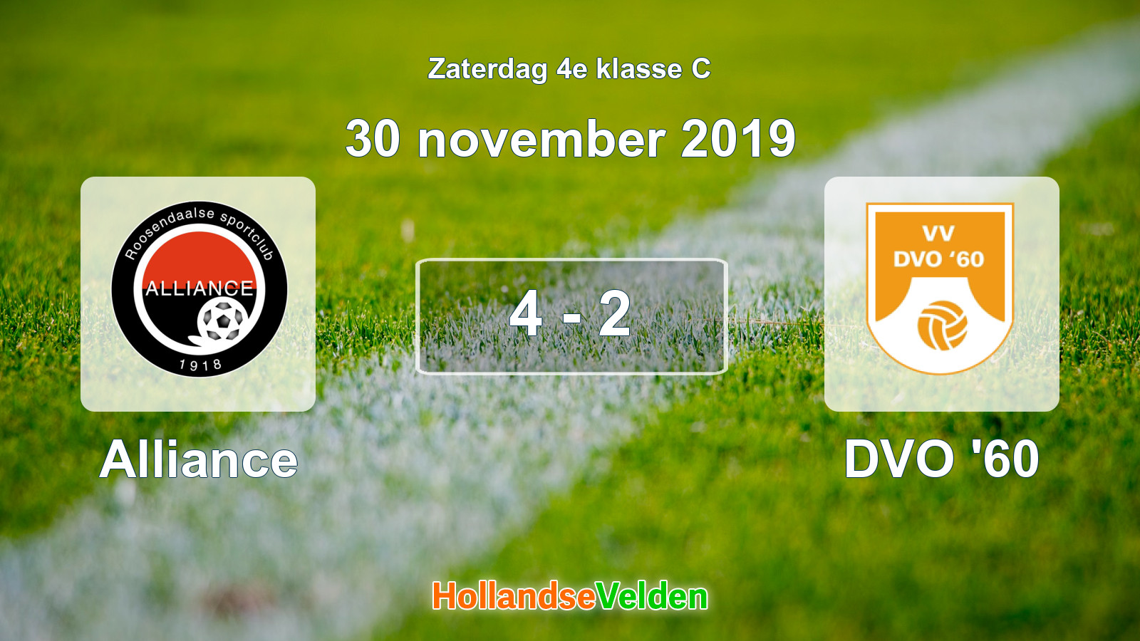 Gespeelde wedstrijd: Alliance - DVO '60 4 - 2 (30 november 2019)