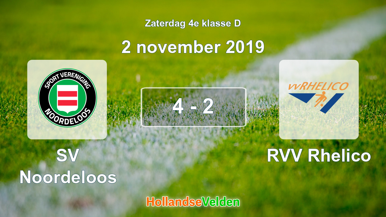 Gespeelde wedstrijd: SV Noordeloos - RVV Rhelico 4 - 2 (2 november 2019)