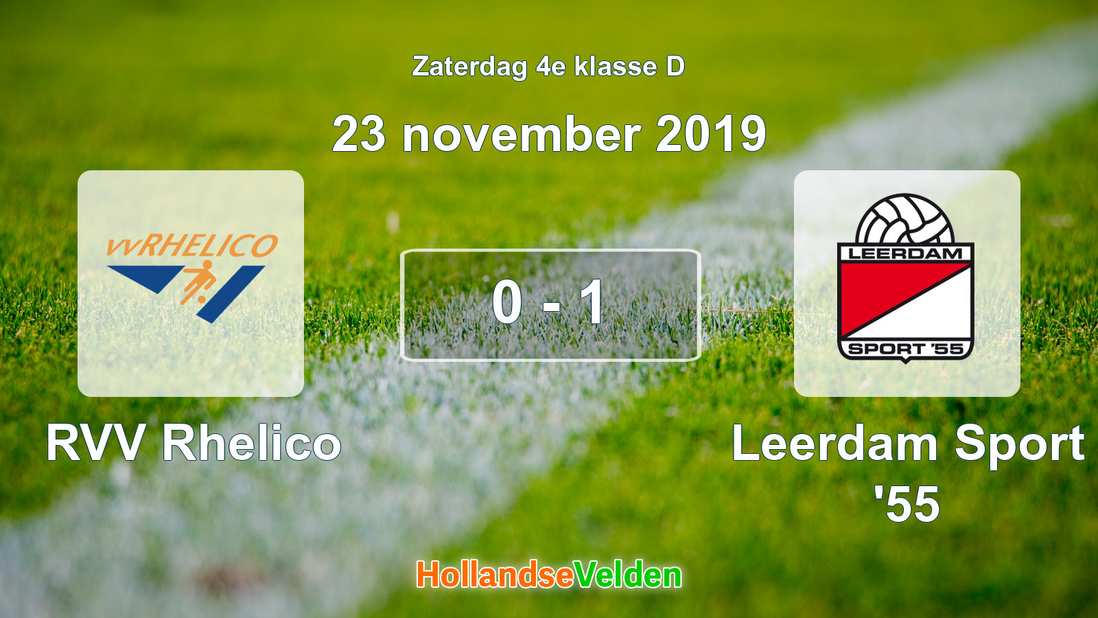 Gespeelde wedstrijd: RVV Rhelico - Leerdam Sport '55 0 - 1 (23 november 2019)