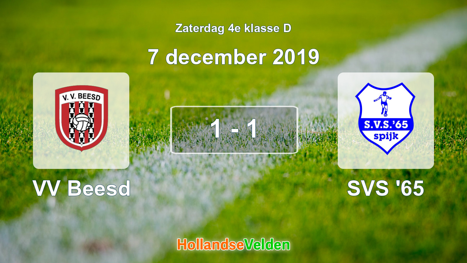 Gespeelde wedstrijd: VV Beesd - SVS '65 1 - 1 (7 december 2019)