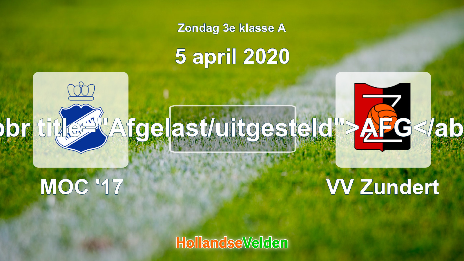 Geplande wedstrijd: MOC '17 - VV Zundert (5 april 2020)