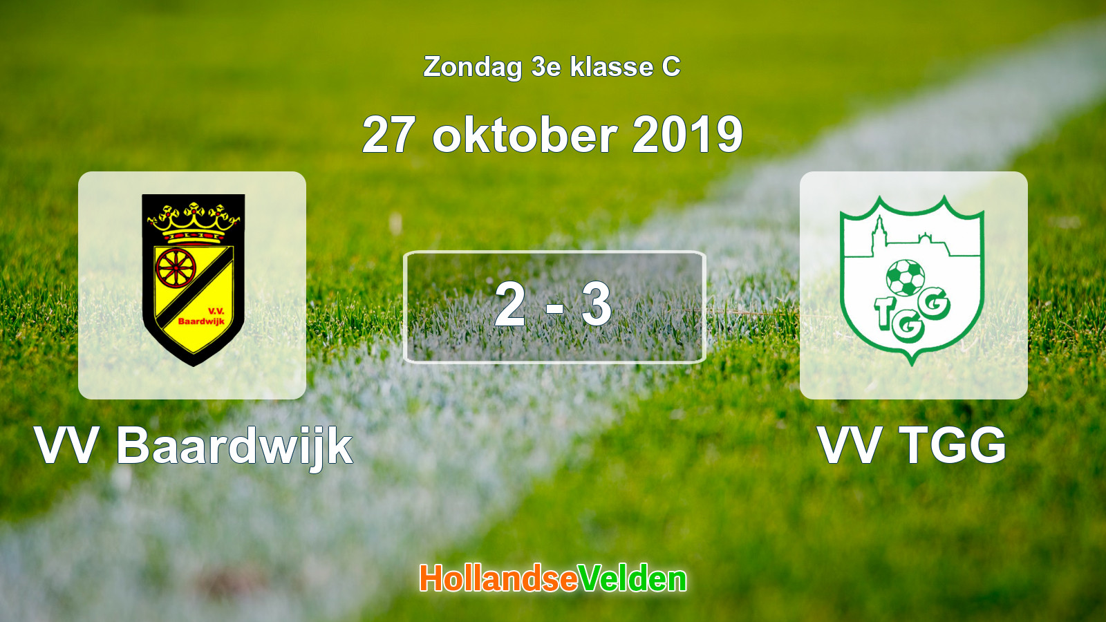 Gespeelde wedstrijd: VV Baardwijk - VV TGG 2 - 3 (27 oktober 2019)