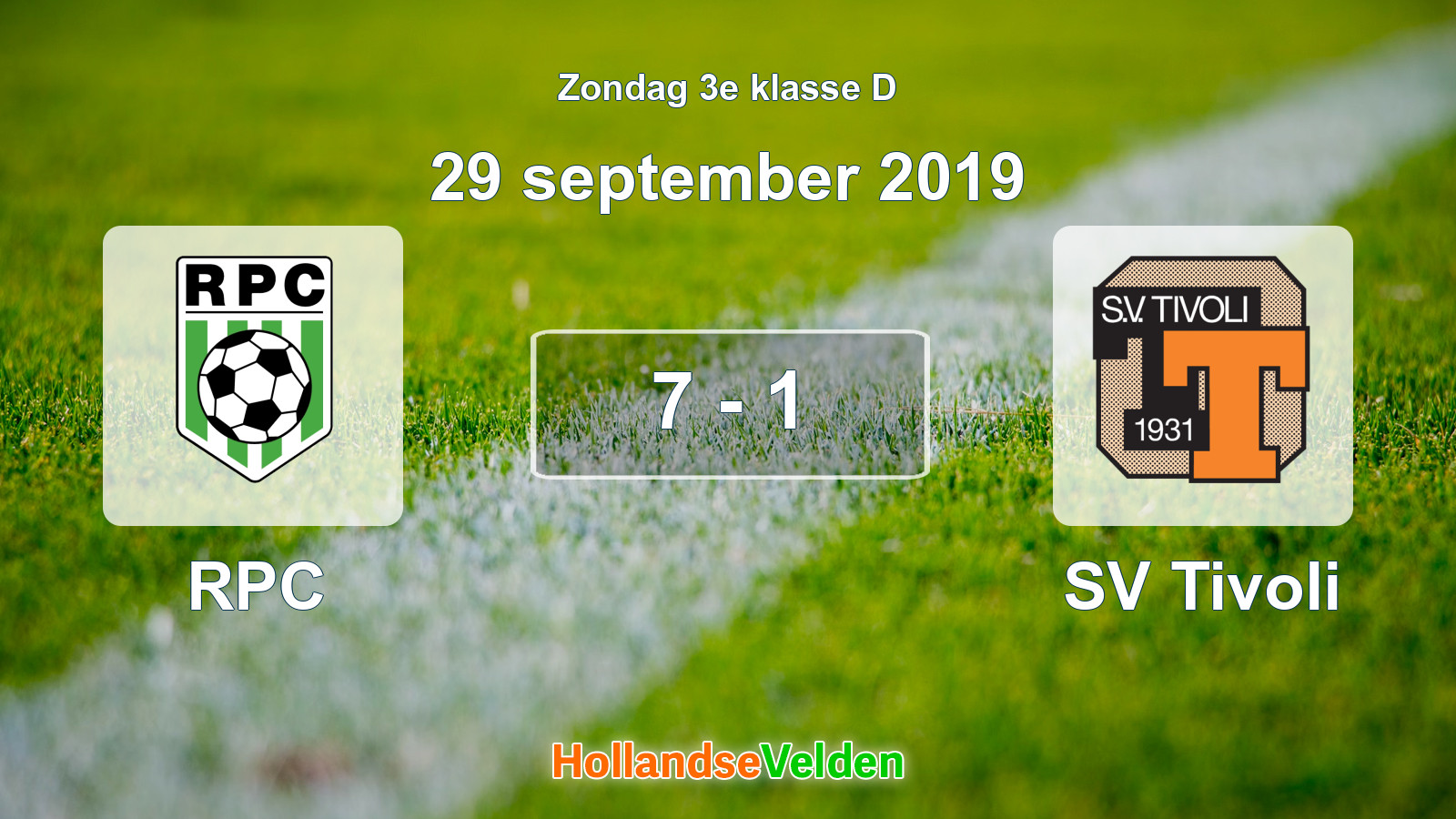 Gespeelde wedstrijd: RPC - SV Tivoli 7 - 1 (29 september 2019)