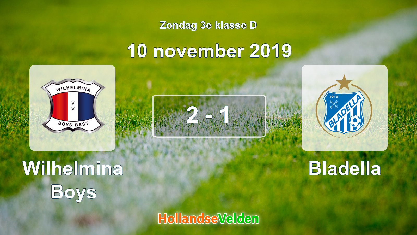 Gespeelde wedstrijd: Wilhelmina Boys - Bladella 2 - 1 (10 november 2019)
