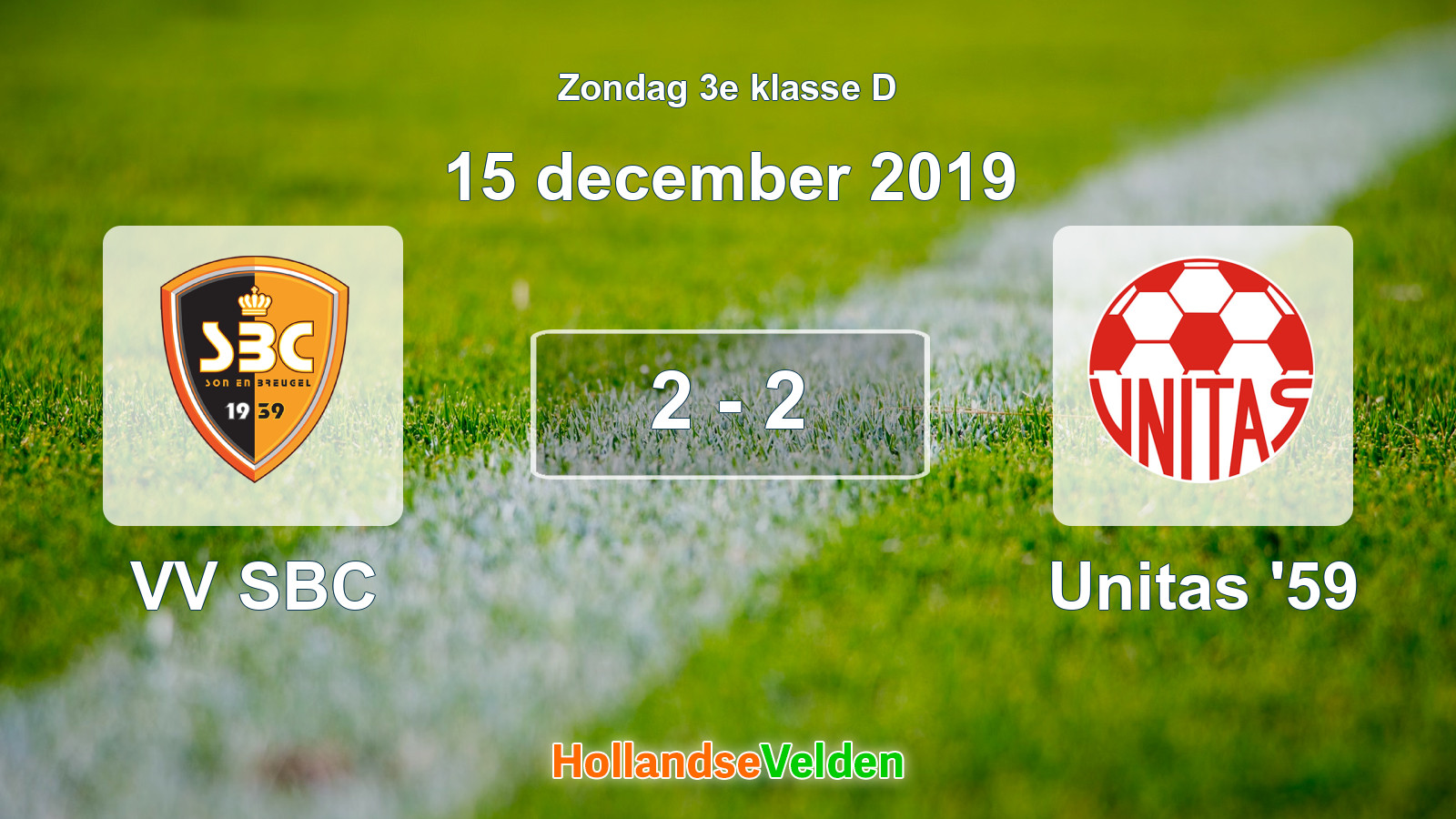Gespeelde wedstrijd: VV SBC - Unitas '59 2 - 2 (15 december 2019)
