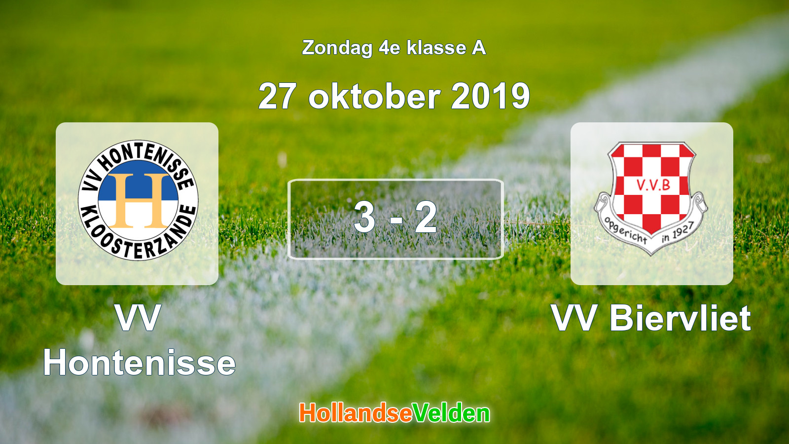 Gespeelde wedstrijd: VV Hontenisse - VV Biervliet 3 - 2 (27 oktober 2019)