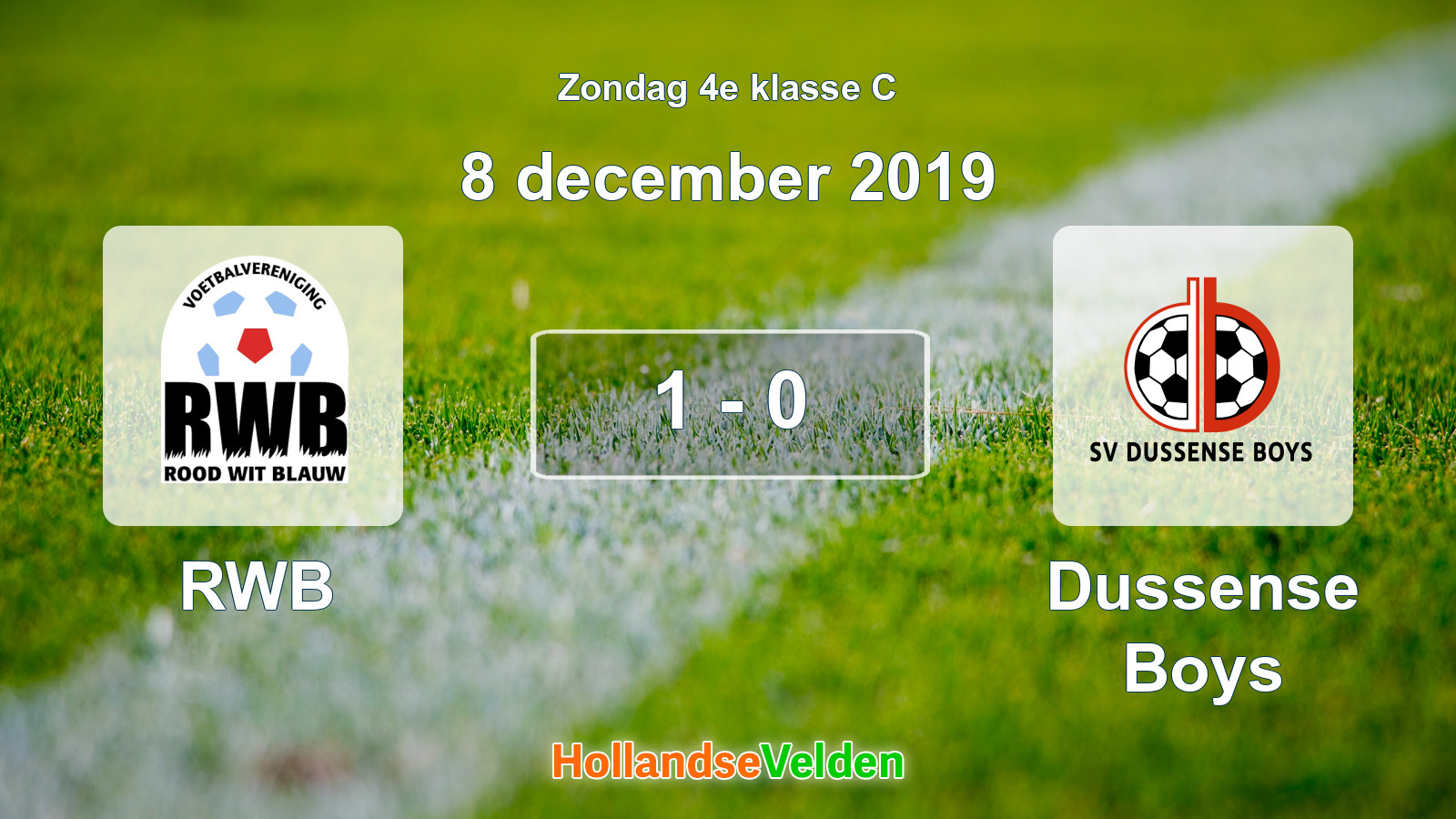 Gespeelde wedstrijd: RWB - Dussense Boys 1 - 0 (8 december 2019)