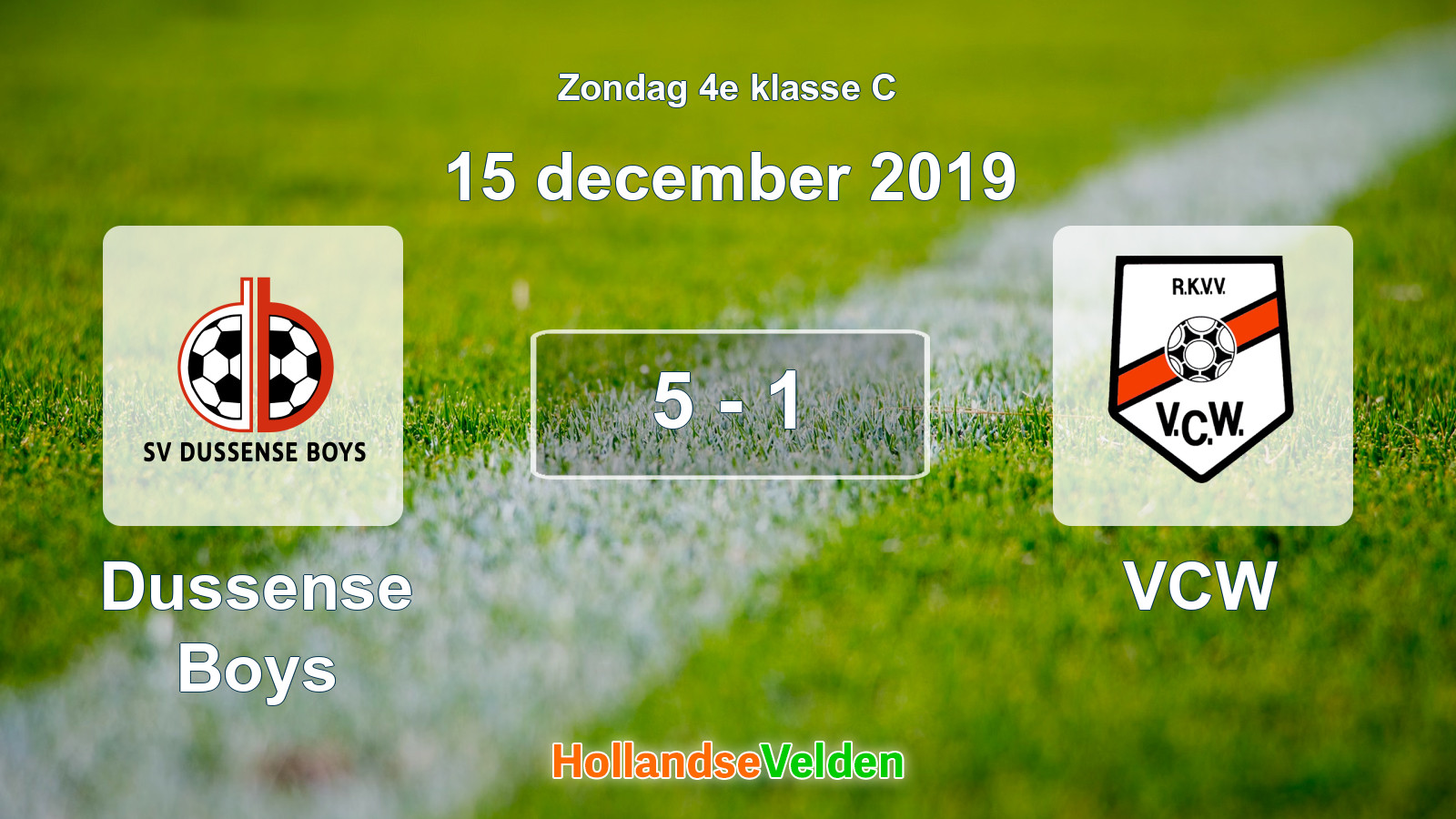 Gespeelde wedstrijd: Dussense Boys - VCW 5 - 1 (15 december 2019)