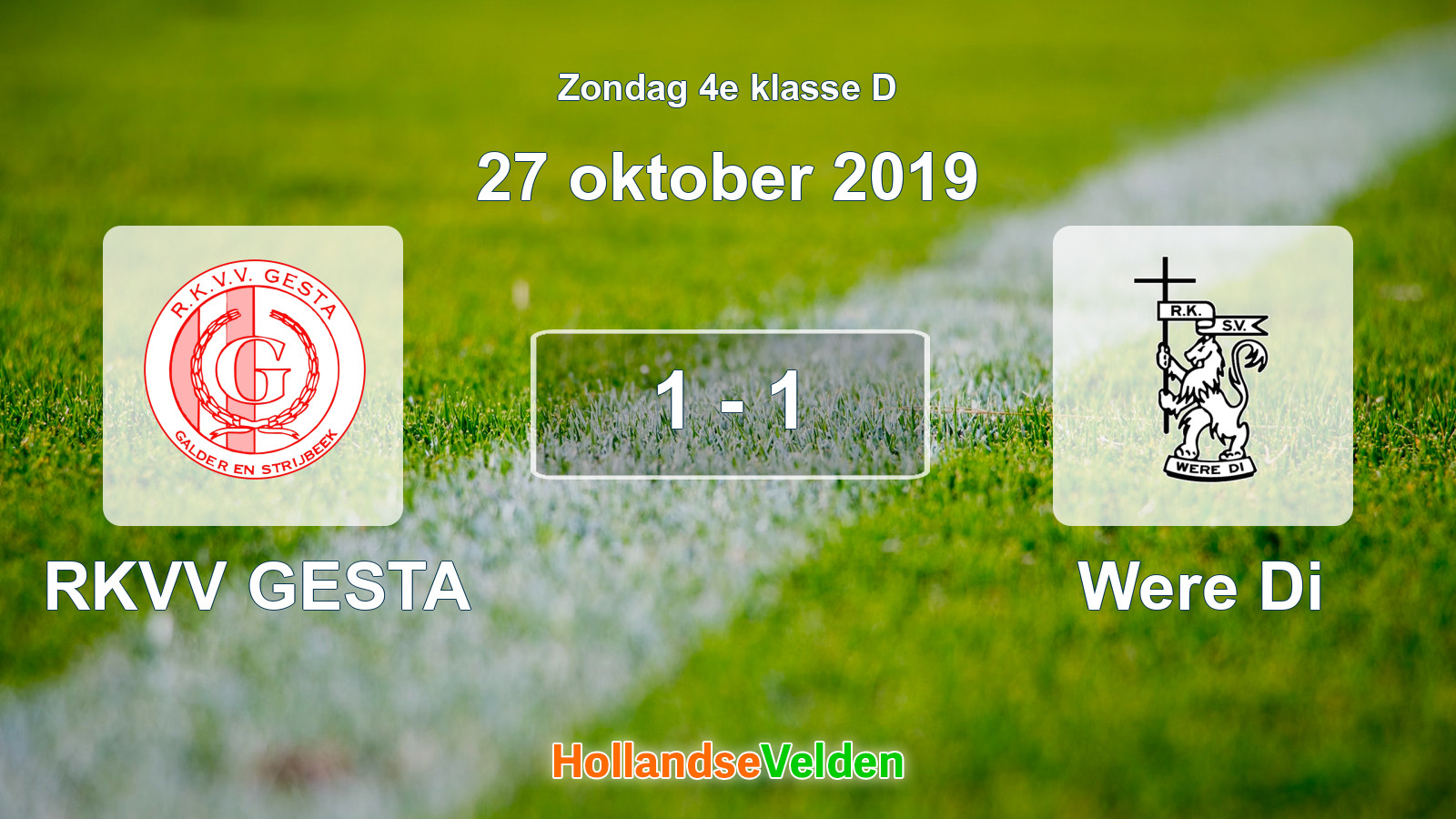 Gespeelde wedstrijd: RKVV GESTA - Were Di 1 - 1 (27 oktober 2019)