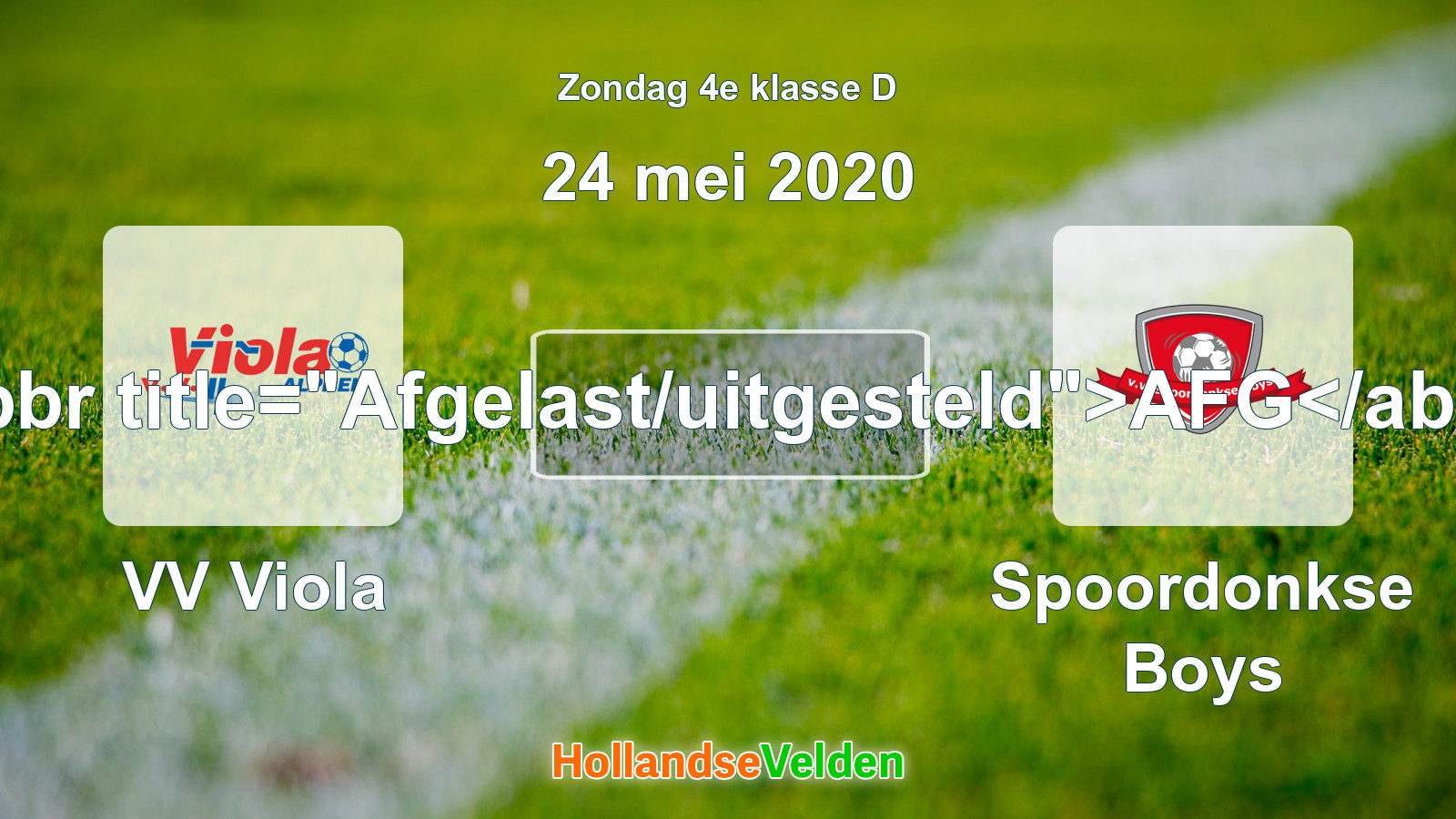 Geplande wedstrijd: VV Viola - Spoordonkse Boys (24 mei 2020)