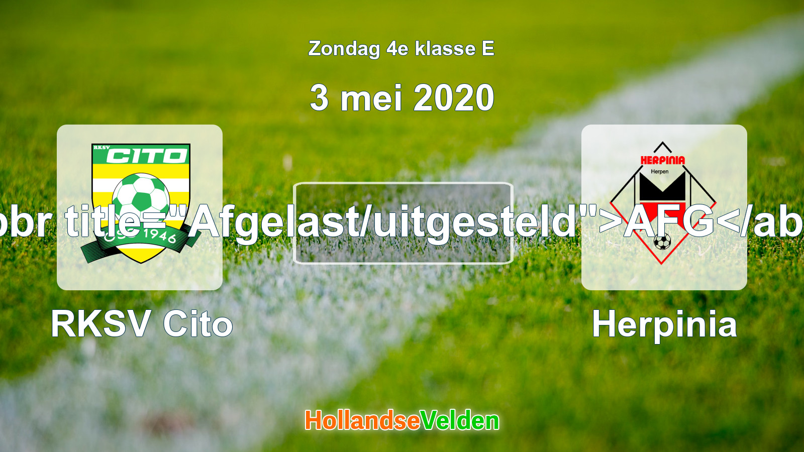 Geplande wedstrijd: RKSV Cito - Herpinia (3 mei 2020)