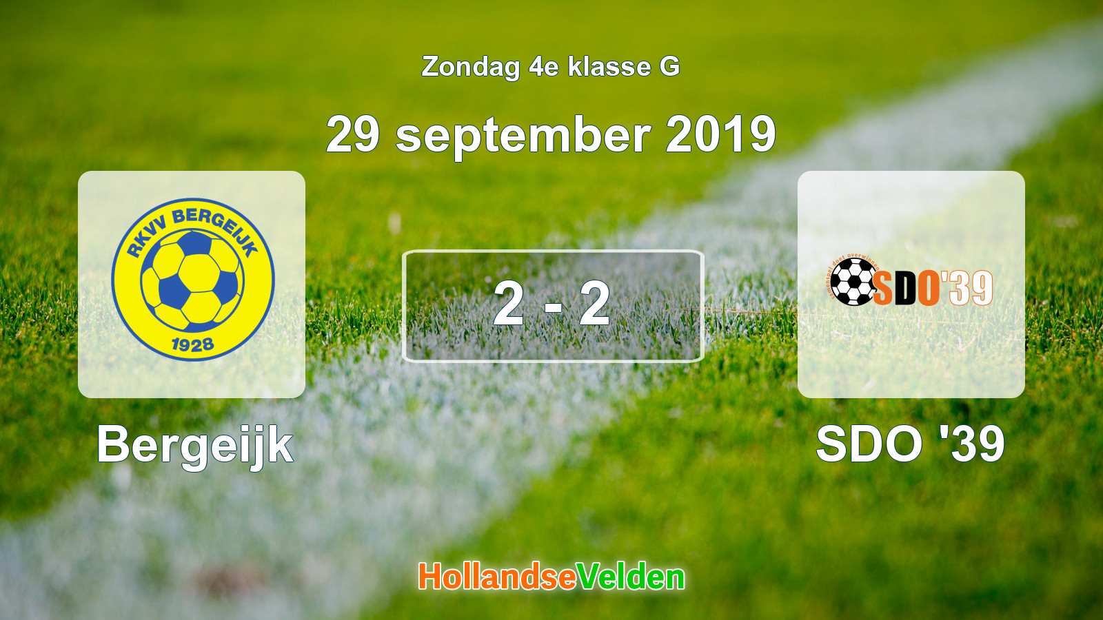 Gespeelde wedstrijd: Bergeijk - SDO '39 2 - 2 (29 september 2019)