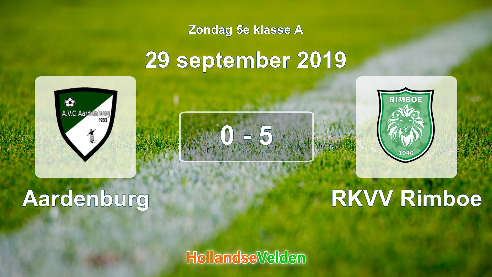 Gespeelde wedstrijd: Aardenburg - RKVV Rimboe 0 - 5 (29 september 2019)