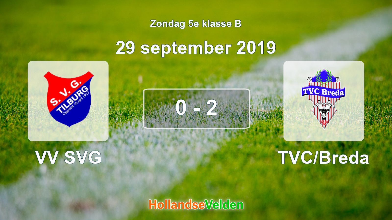 Gespeelde wedstrijd: VV SVG - TVC/Breda 0 - 2 (29 september 2019)