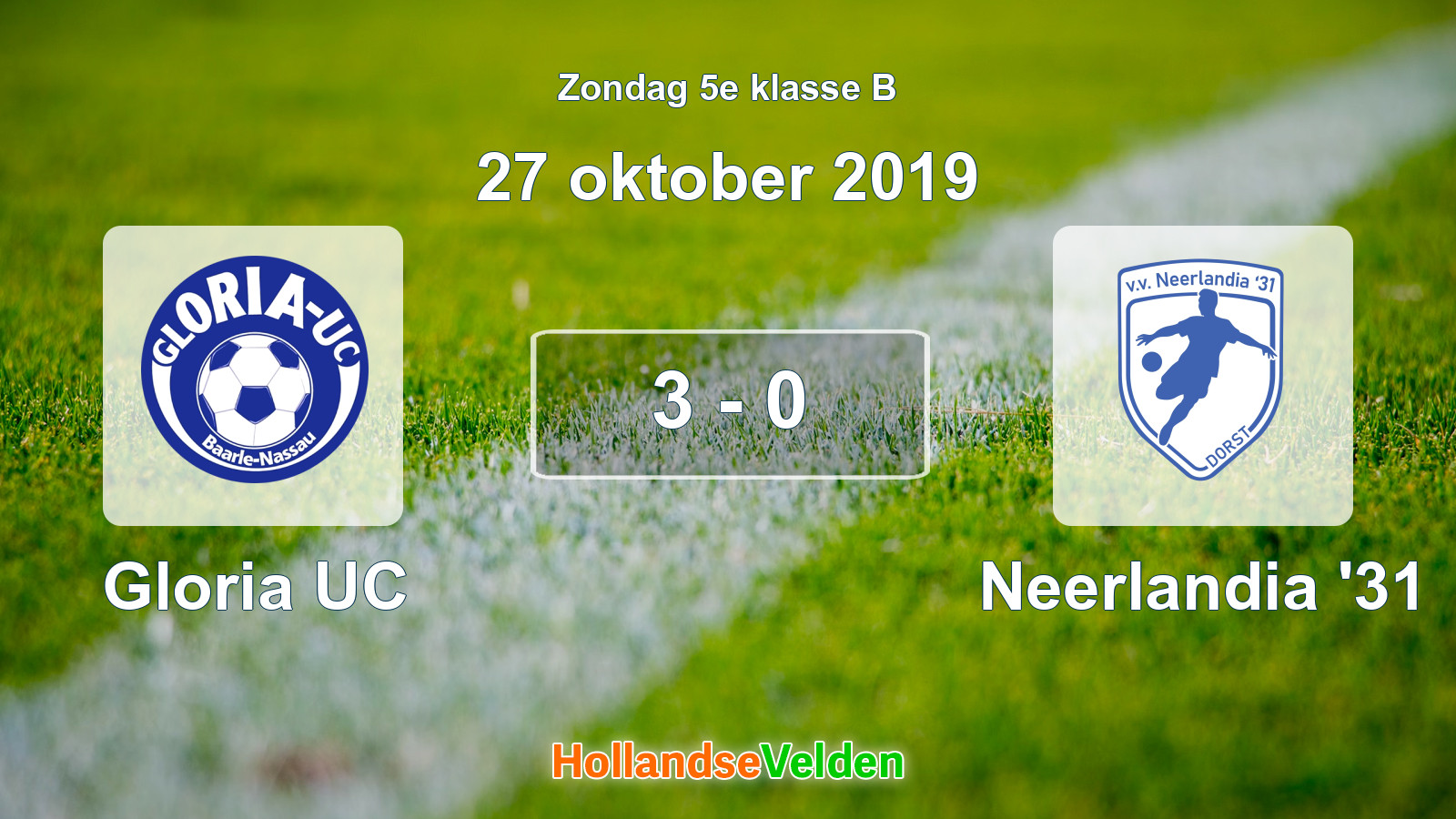 Gespeelde wedstrijd: Gloria UC - Neerlandia '31 3 - 0 (27 oktober 2019)