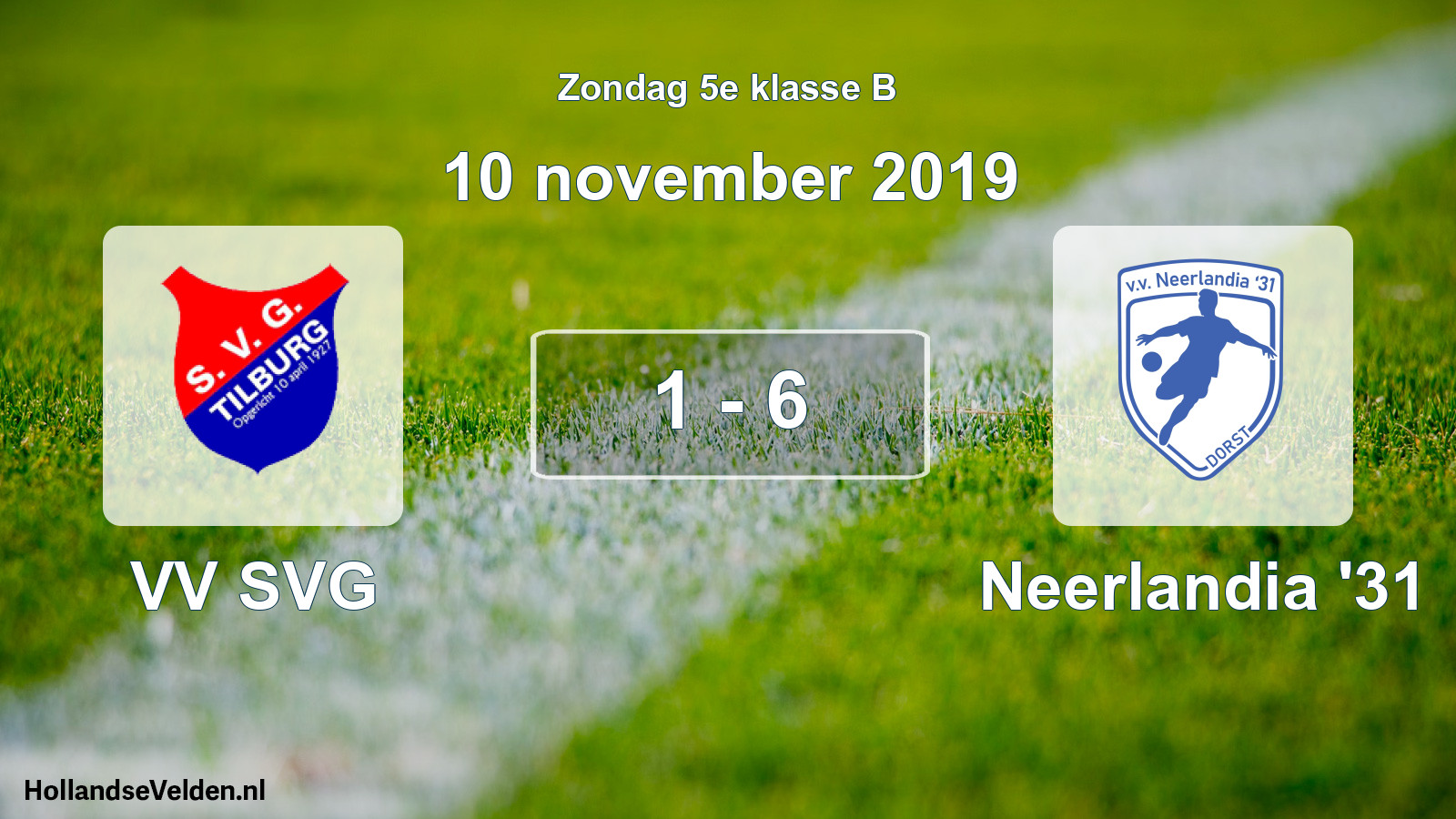 Gespeelde wedstrijd: VV SVG - Neerlandia '31 1 - 6 (10 november 2019)