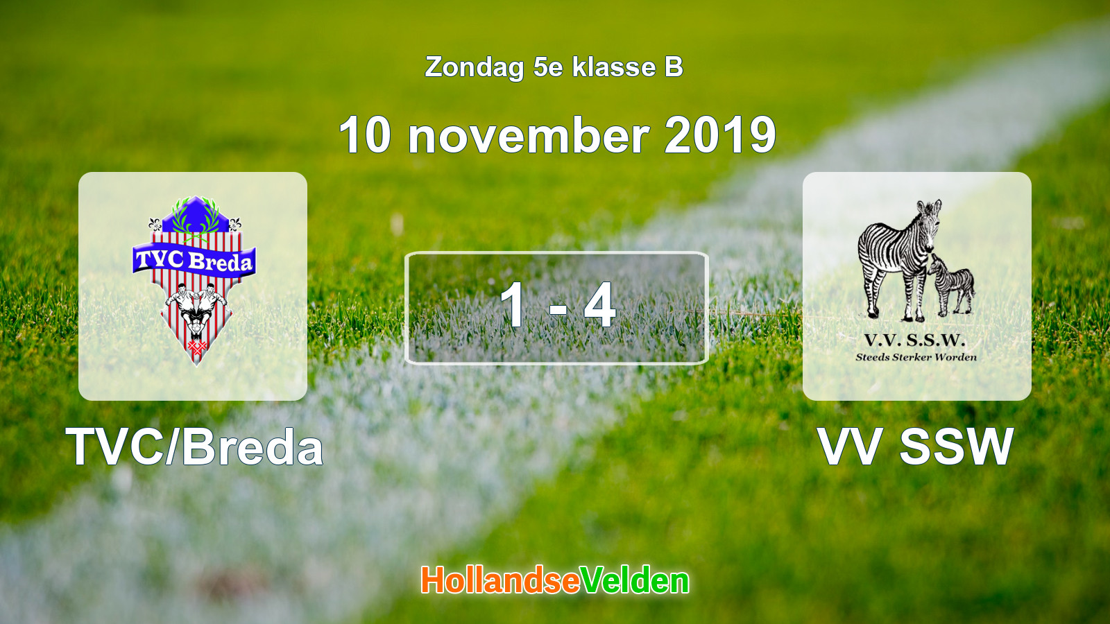 Gespeelde wedstrijd: TVC/Breda - VV SSW 1 - 4 (10 november 2019)