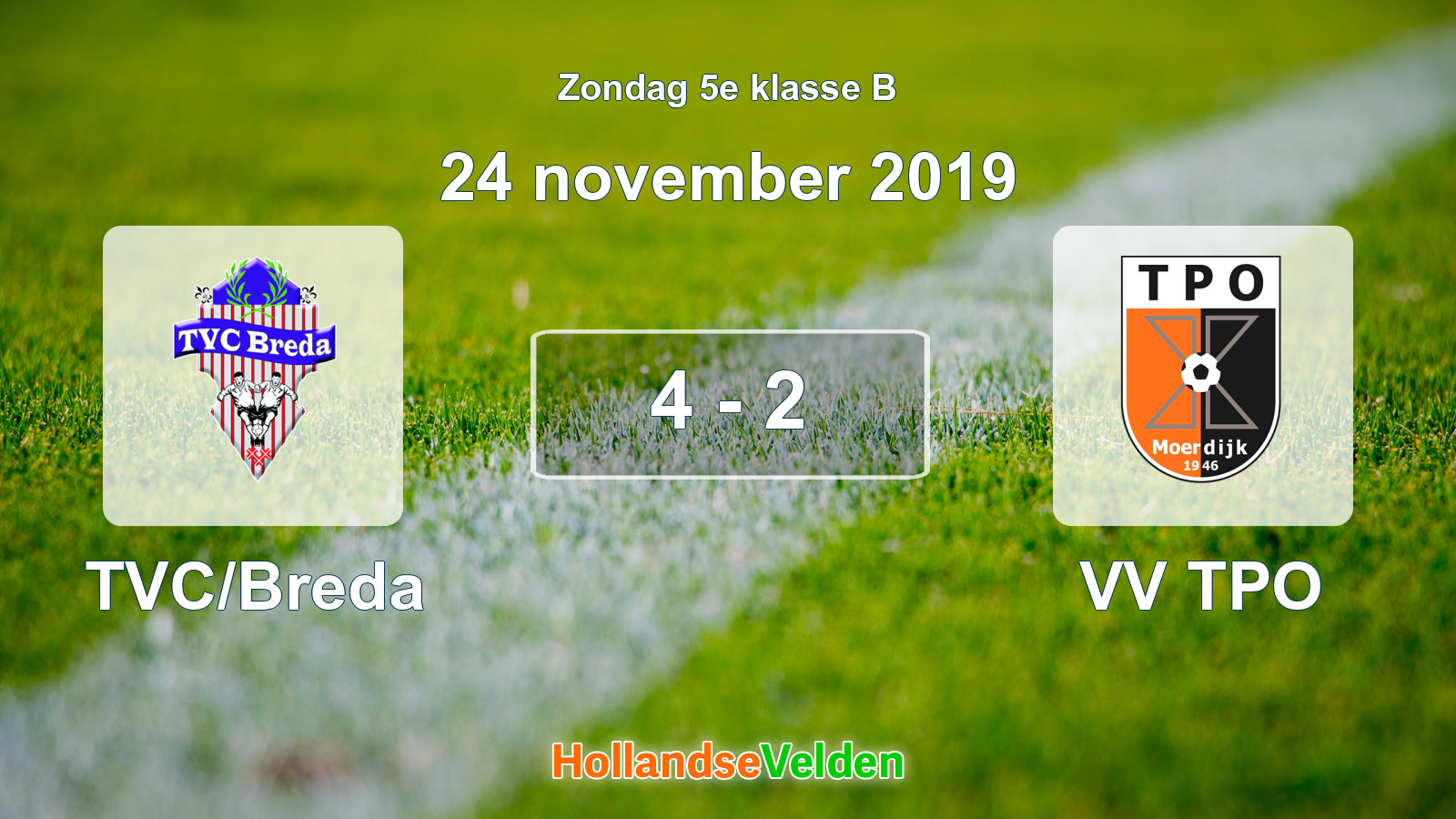 Gespeelde wedstrijd: TVC/Breda - VV TPO 4 - 2 (24 november 2019)