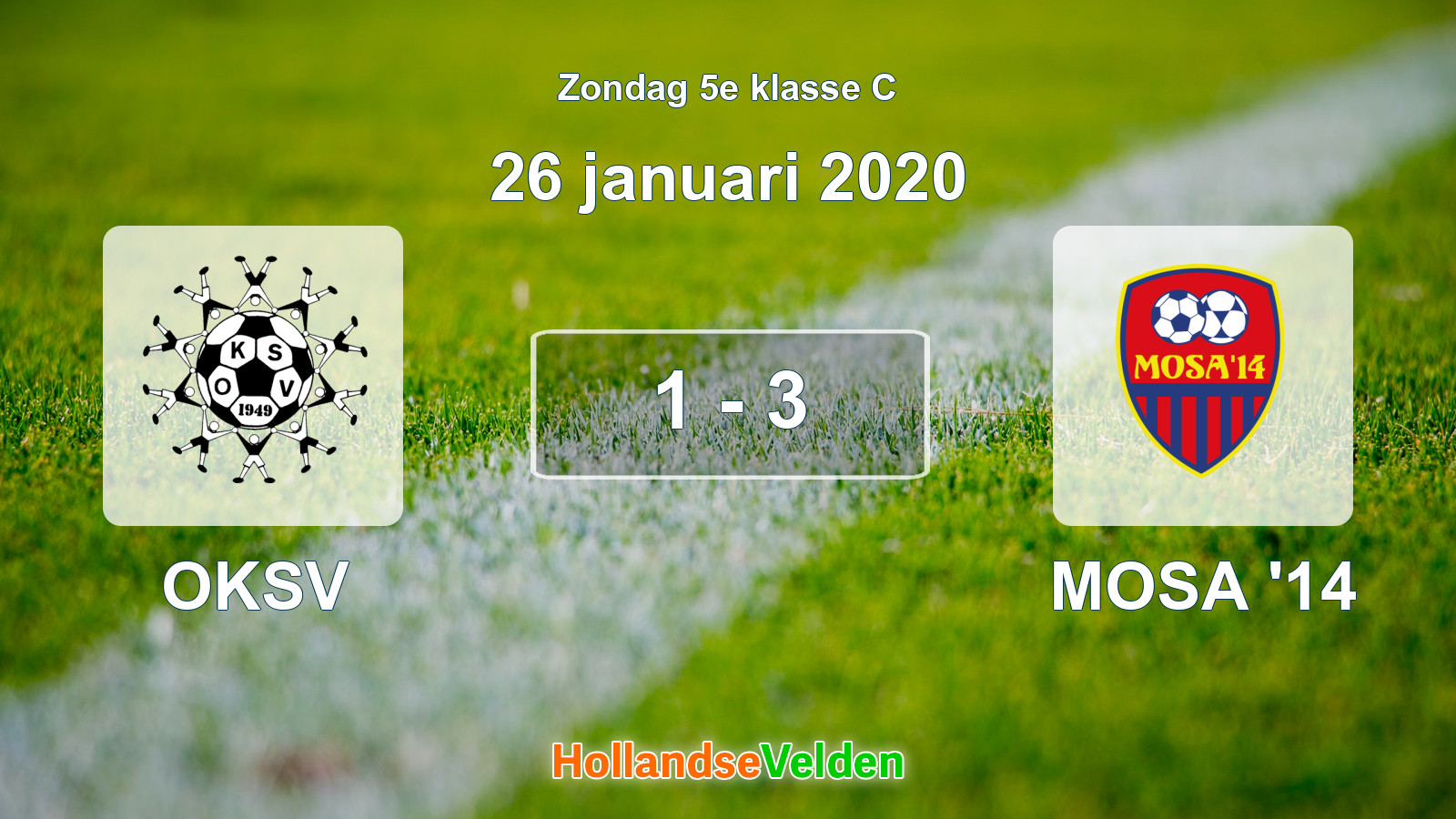 Gespeelde wedstrijd: OKSV - MOSA '14 1 - 3 (26 januari 2020)