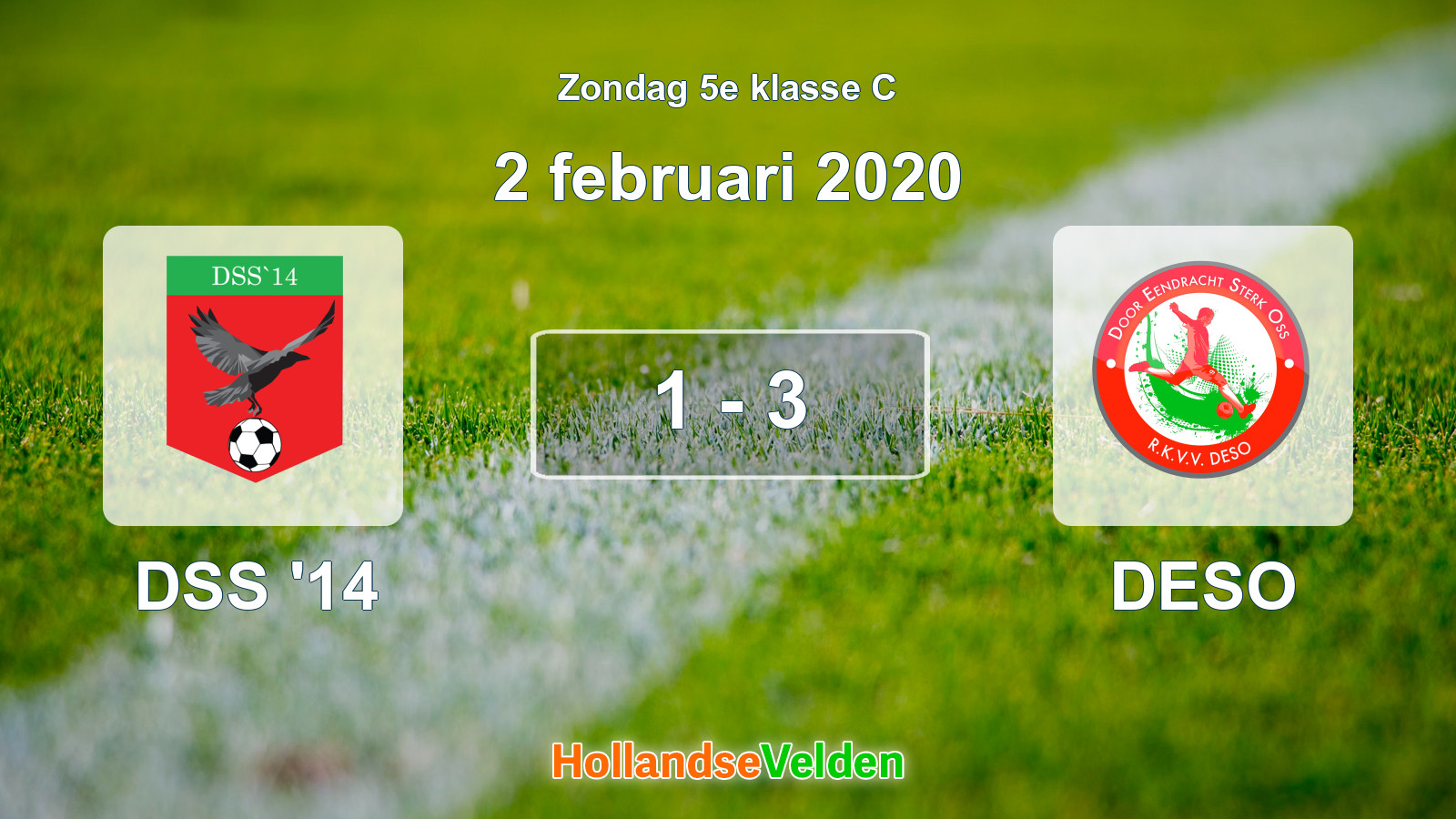 Gespeelde wedstrijd: DSS '14 - DESO 1 - 3 (2 februari 2020)