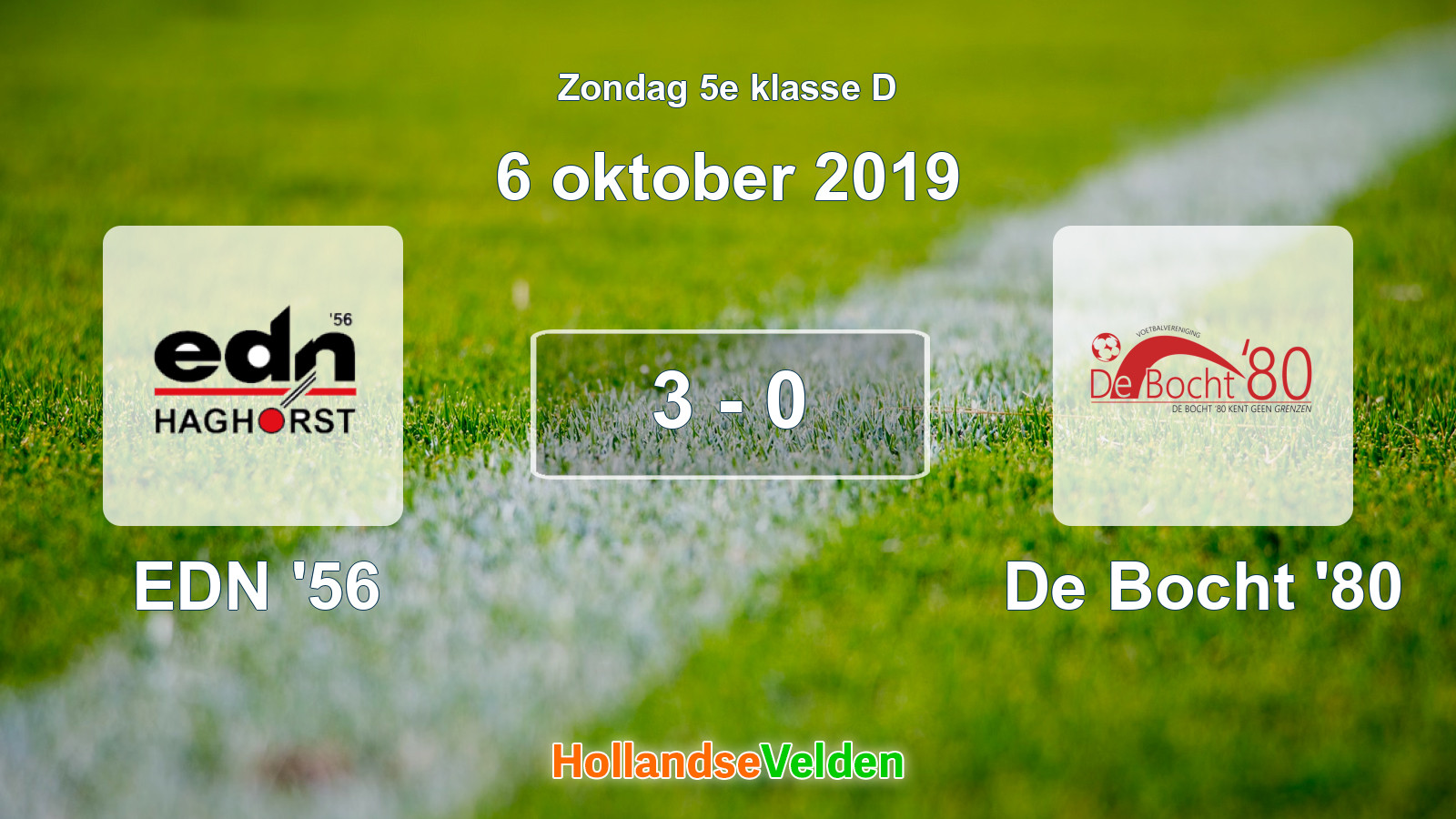 Gespeelde wedstrijd: EDN '56 - De Bocht '80 3 - 0 (6 oktober 2019)