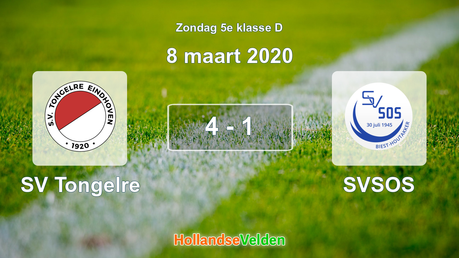 Gespeelde wedstrijd: SV Tongelre - SVSOS 4 - 1 (8 maart 2020)