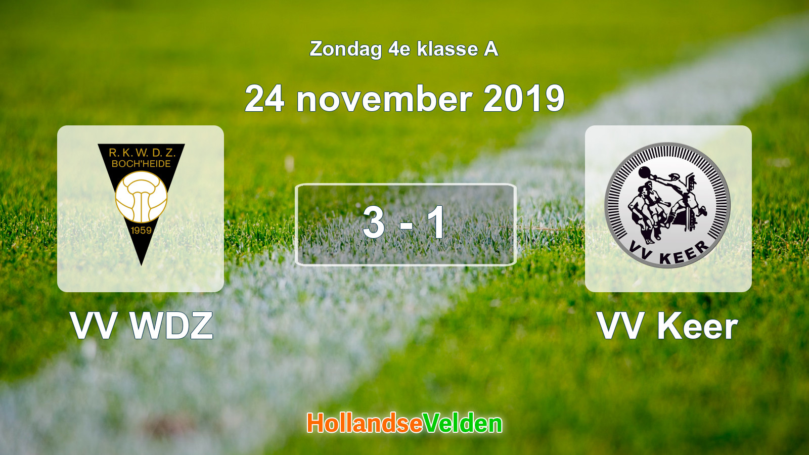 Gespeelde wedstrijd: VV WDZ - VV Keer 3 - 1 (24 november 2019)