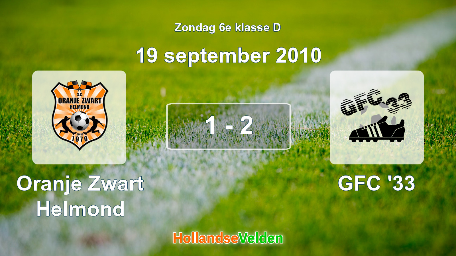Gespeelde wedstrijd: Oranje Zwart Helmond - GFC '33 1 - 2 (19 september 2010)