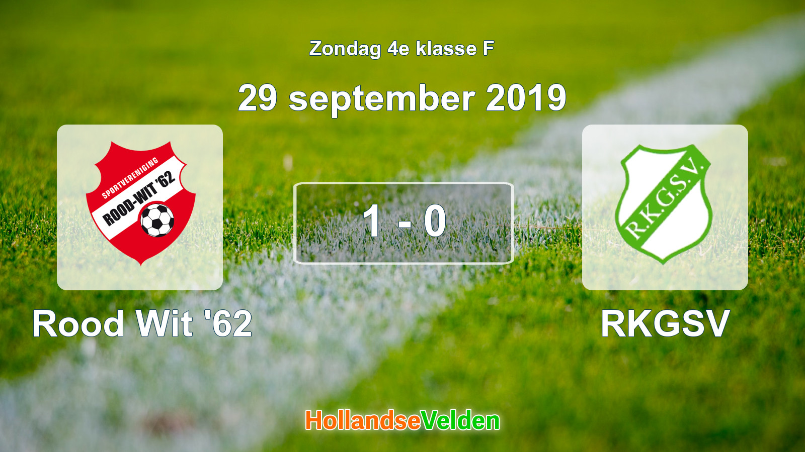 Gespeelde wedstrijd: Rood Wit '62 - RKGSV 1 - 0 (29 september 2019)