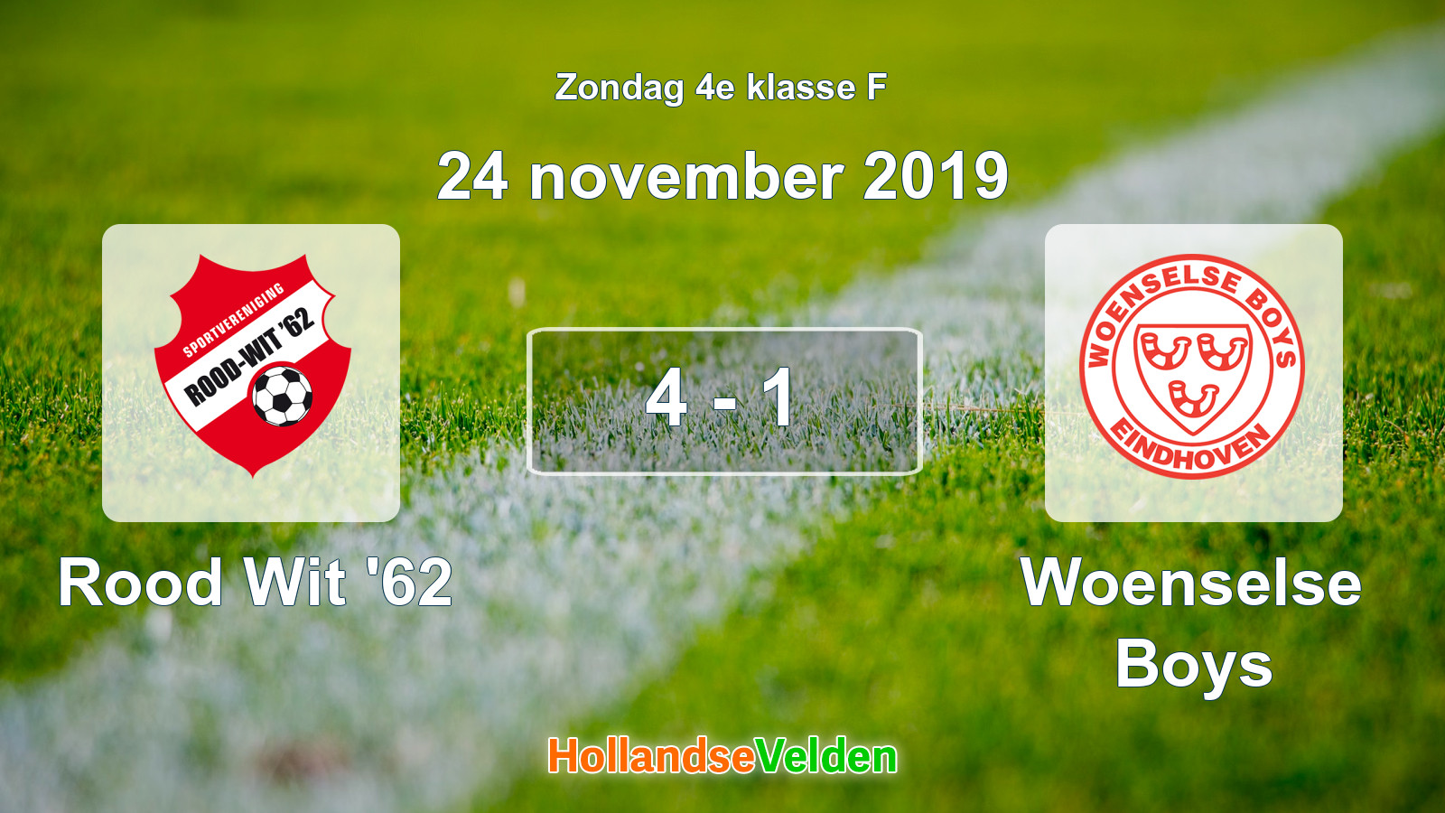 Gespeelde wedstrijd: Rood Wit '62 - Woenselse Boys 4 - 1 (24 november 2019)