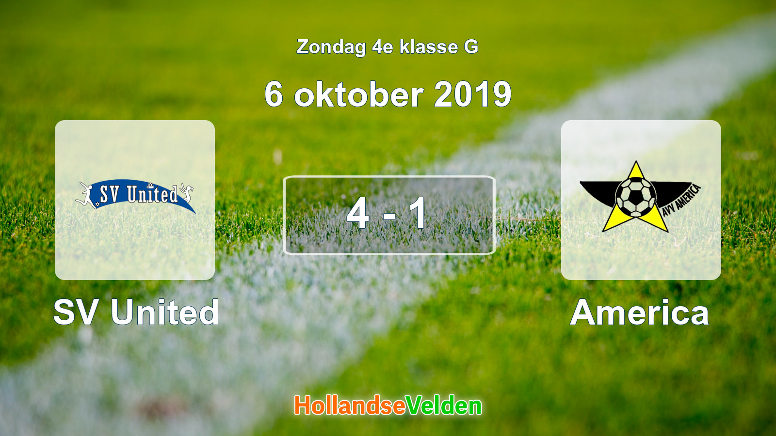 Gespeelde wedstrijd: SV United - America 4 - 1 (6 oktober 2019)