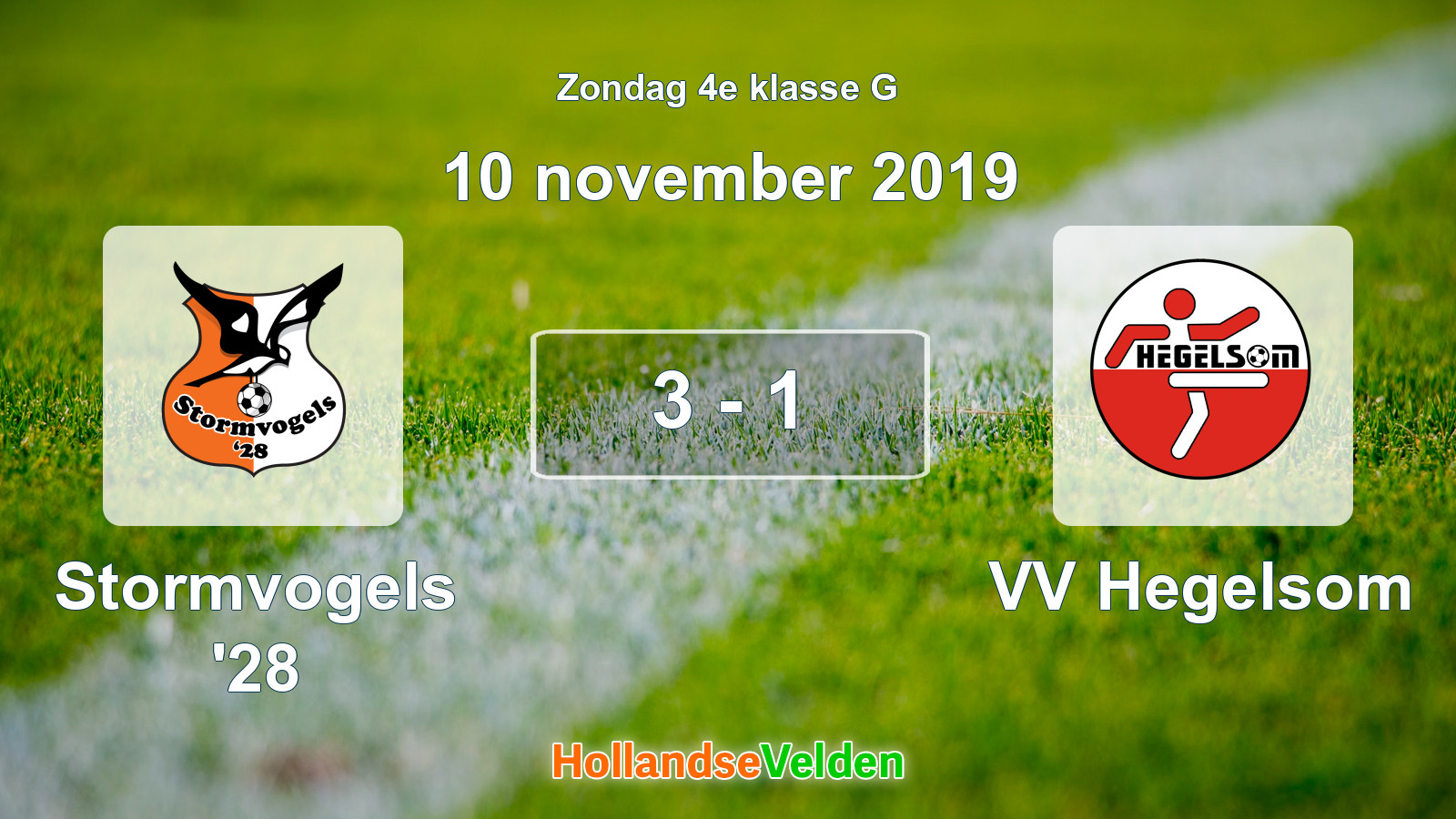 Gespeelde wedstrijd: Stormvogels '28 - VV Hegelsom 3 - 1 (10 november 2019)