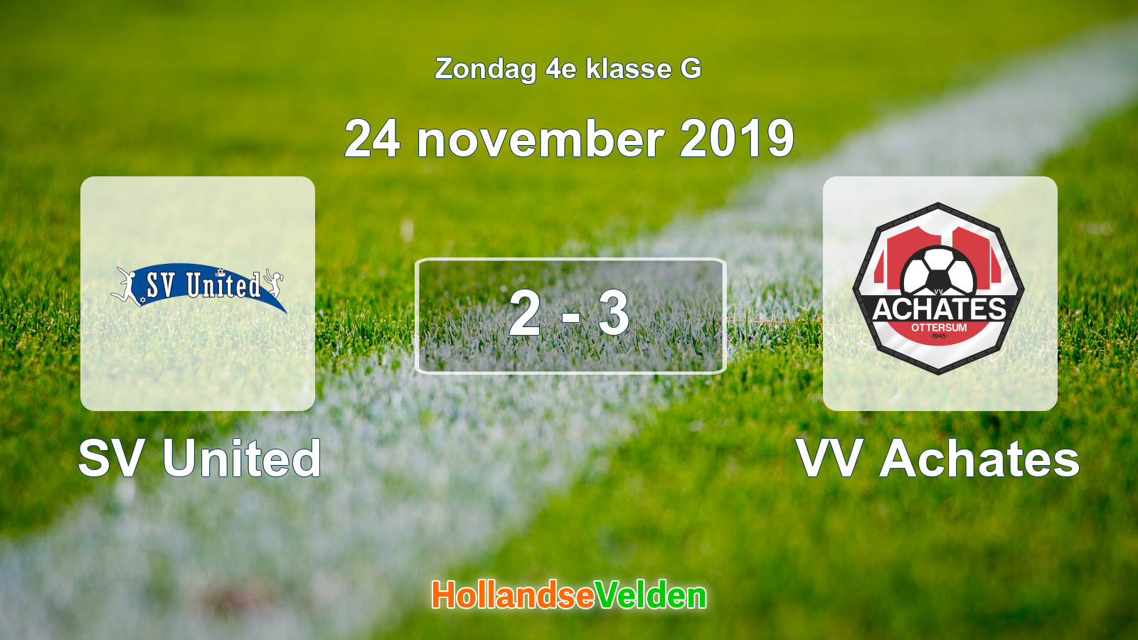 Gespeelde wedstrijd: SV United - VV Achates 2 - 3 (24 november 2019)