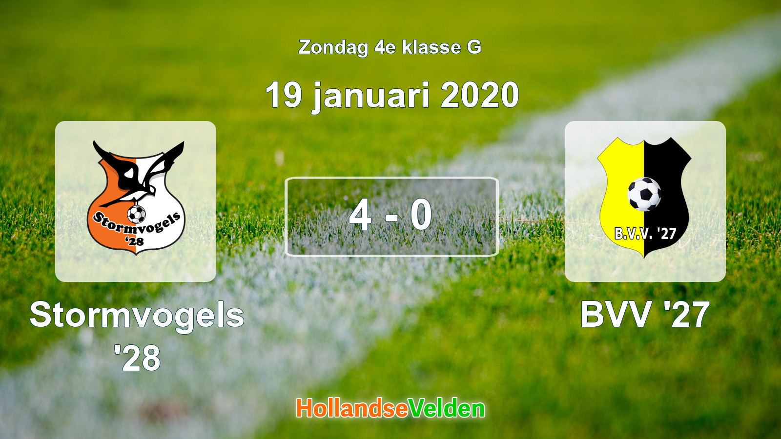 Gespeelde wedstrijd: Stormvogels '28 - BVV '27 4 - 0 (19 januari 2020)