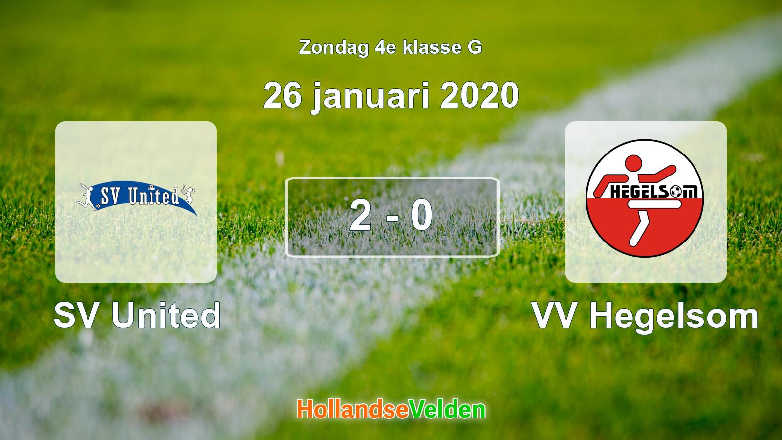 Gespeelde wedstrijd: SV United - VV Hegelsom 2 - 0 (26 januari 2020)