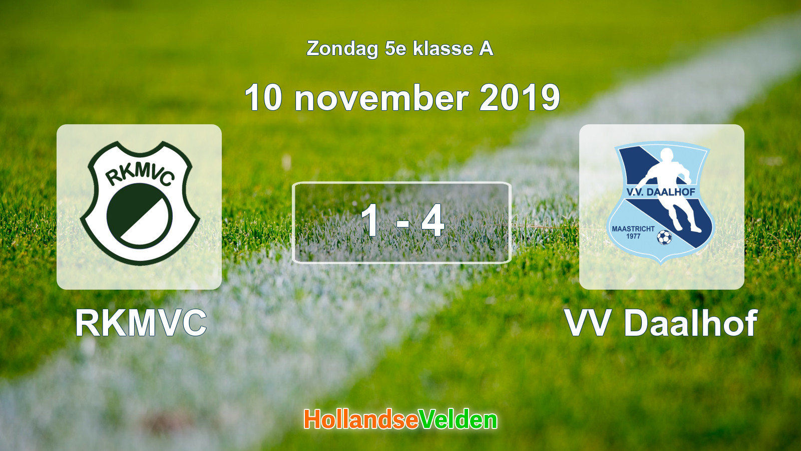 Gespeelde wedstrijd: RKMVC - VV Daalhof 1 - 4 (10 november 2019)