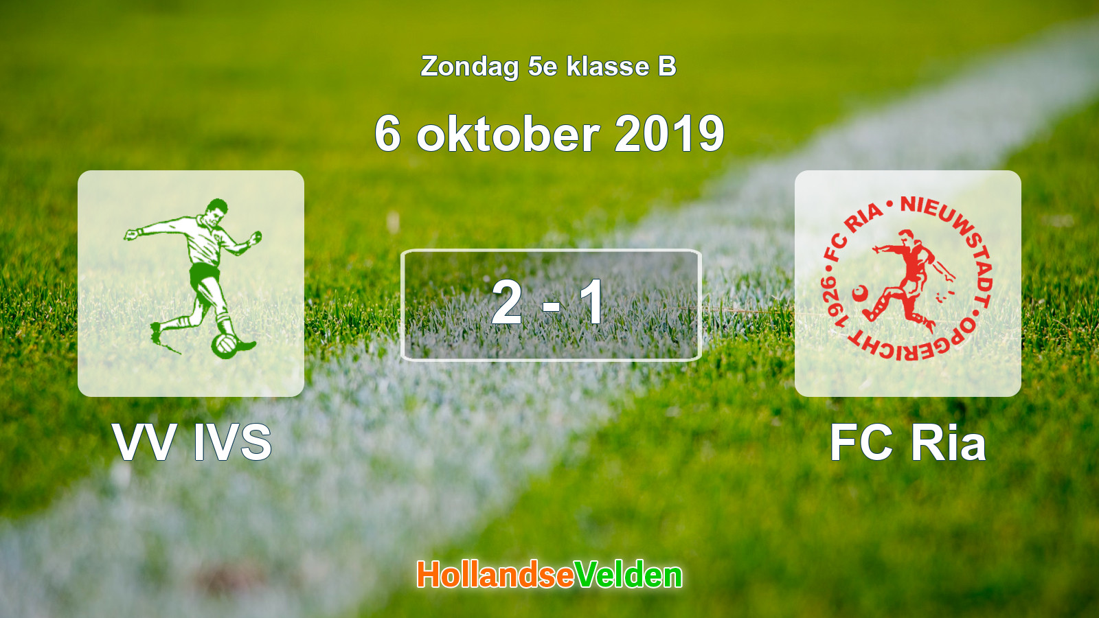 Gespeelde wedstrijd: VV IVS - FC Ria 2 - 1 (6 oktober 2019)