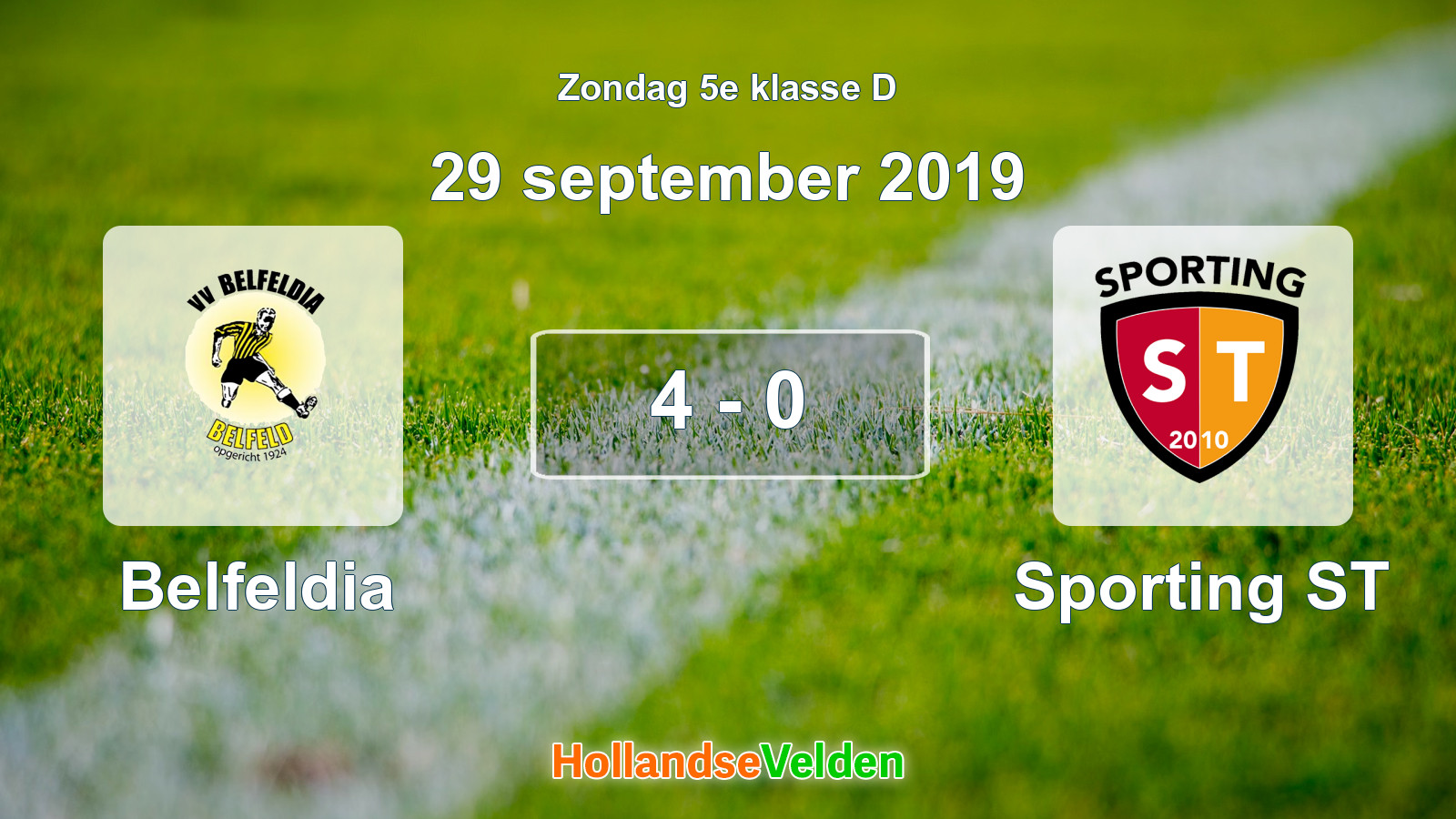 Gespeelde wedstrijd: Belfeldia - Sporting ST 4 - 0 (29 september 2019)