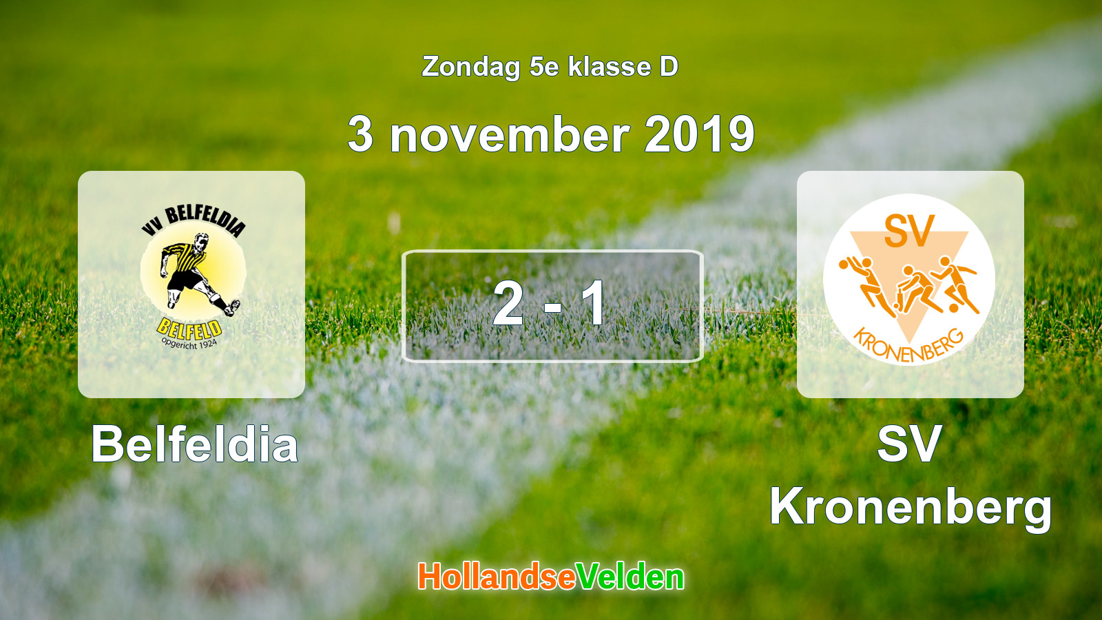 Gespeelde wedstrijd: Belfeldia - SV Kronenberg 2 - 1 (3 november 2019)