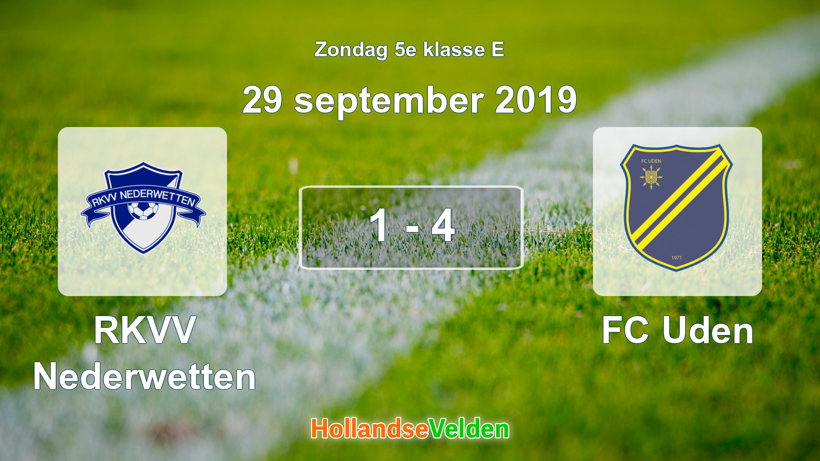 Gespeelde wedstrijd: RKVV Nederwetten - FC Uden 1 - 4 (29 september 2019)